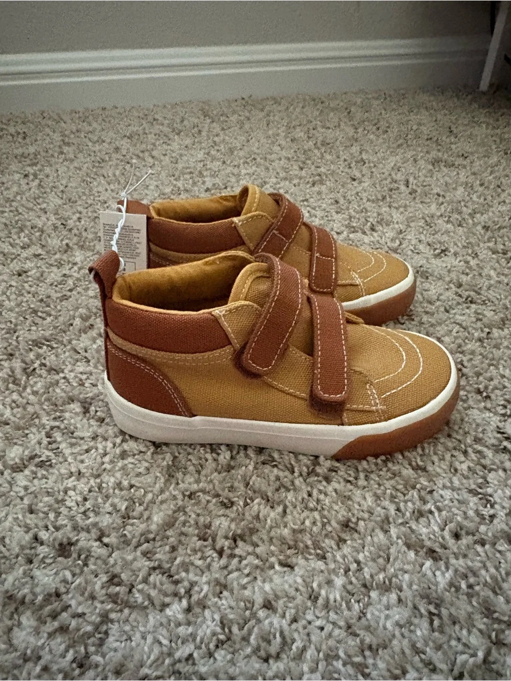 Old Navy Kids High-Top Velcro Boots in Mustard and Brown